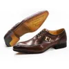 Luxe en cuir hommes chaussures habillées bureau affaires mariage chaussures formelles marron noir à lacets boucle bout pointu Oxford chaussures pour hommes