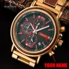 손목 시계 Bobo Bird Personalized Wood Watch 남자 고급 크로노 그래프 사용자 정의 기념일 크리스마스 선물 Drop OEM