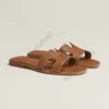 2023 Kvinnor Femmes Pantoufles Sandaler Tofflor Designer Sandaler Oran Sandal Tofflor Dam Slides Läder Platt Woody Mules Lyx modeskor