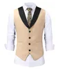 Heren Vesten Casual heren Beige Vest Jacket Slim Fit Prom Burgundy Tuxedos Blazer Champagne Suits Waastcoat For Wedding Man Grooms 230313