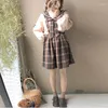 Robes de travail Kawaii Mori Girls Set Style japonais Sweet Cute Three All-Match Pull Sweat Bow Tie Tops Femmes 2 Pièces Strap Jupe