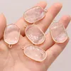 Pendant Necklaces Natural Clear Quartz Charms Oval Gilt Edge Necklace For Jewelry Making DIY Earrings Accessories 20x34mm