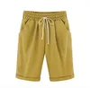 Dames shorts groot formaat Zomer Solid Pocket Elastic High Taille Cotton Casual Vrouw plus 6xl 230314