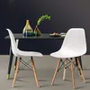 CANGLONG MODERNE MID -EENSTEN DINING STIER SHELL LOUNGE Plastic DSW stoel met natuurlijke houten benen voor keuken eetkamer slaapkamer woonkamer zijkoelen set van 2 wit