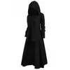 Lässige Kleider Fantastisches Mädchen-Halloween-Thema Gothic-Kapuzenflecken-Umhang Wicca-Robe Großes, lockeres, elastisches, einfarbiges Kleid mit Kapuze