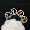 Special Design Stud Earring Gold Silver Women Round Crystal Letter Earrings for Gift Party