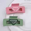 Pinzas para glaseado con letras P geométricas de lujo para mujer, pinzas para el pelo triangulares cuadradas, horquilla grande, pinza de cangrejo de Color sólido para diseñador de niñas