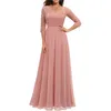 Party Dresses Women's Elegant Vintage V Neck 3/4 Sleeve Floral Lace Chiffon Wedding Bridesmaid Maxi Dress Long Formal Dresses 230314