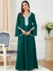 Abbigliamento etnico Donna Abiti lunghi eleganti Dubai Lussuoso scollo a V Diamanti Manica divisa Ramadan Abaya Musulmano Turco Islam Abito da sera