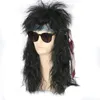 Synthetic Wigs Gres Men Long Hair Wig Black Color Female Hairpiece Punk Puffy Headgear for Halloween High Temperature Fiber 230314