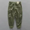 Pantalon homme 2023 printemps 100% coton décontracté Cargo pour couleur unie grande poche pantalon Streetwear AZ304 230314