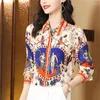 Women's Blouses Spring Summer Fall Runway Vintage Floral Print Collar Long Sleeve Womens Party Casual Workwear OL Work Top Shirts Blouse