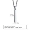 Men's Tungsten Steel Necklace Plain Long Bar Strip Pendant Chain Smooth Charm 3mm 24inch Choose Four Color Perfect Gift for Male Friends