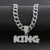 Colares pendentes Mens Hip Hop Jóias King Letra Miami Gold Chain Link Chain Iced Out Bling Colar para Charker