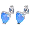Stud Earrings Marcatsa Cute Heart Shape Blue/white Fire Opal For Women Party Girlfriend Gift Fashion Jewelry Christmas