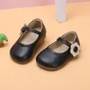 First Walkers 12-5.5cm Flats Shoes For Baby Girls Solid Round Toe 0-3Years Toddler Girls PU Leather Shoes Infant Princess Dress Shoe 230314