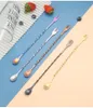 Stainless steel double heads spoon forks titanium -plated long handle stirring spoons ice cocktail bartender bar spoon fruit forks 26cm 32cm multi-colors