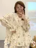 Женская пижама для женской пижамы напечатает женские печатные студенты в дышащем повседневном корейском стиле O-образной одежды Основная мощность.