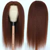 Fashion New Reddish Brown Kinky Straight Wigs per Black Women Hd lace pre pizzicato Remy Human Hair 13x4 Parrucca anteriore in pizzo trasparente 130% densità DIVA1