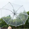 Regenschirme Mode Transparent Falten Frauen Regen Regenschirm Verdicken PVC Klar Wandern Männer Schwarz Regenschirme Outdoor Reise Welle Rand Sonnenschirme 230314