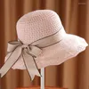 Chapeaux à large bord coréen Simple pliable disquette filles chapeau de paille soleil plage femmes été UV protéger voyage casquette dame femme