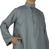 Этническая одежда Мужчина Катар Мусульманский Марокканский Исламский стиль белый серый дноябко с длинными рукавами воротник плюс арабская рубашка