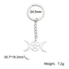 Keychains Teamer Vintage Goddess Keychain Stainless Steel Key Chain Wicca Moon Pentagram Bag Key Accessories Witch Alet Talisman keyring L230314