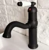 Rubinetti della cucina Beccuccio girevole Rubinetto dell'acqua Lucidato ad olio Bronzo nero Maniglia singola Foro Lavello Rubinetto del bagno Miscelatore lavabo Anf368