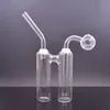 Doppelkammer Recycler Glassölbrenner Bongs Öl Rig Bubbler Raucherwasserrohr Wabe Perc Aschecatcher Bong mit Downstamm Ölbrennerrohr