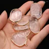 Pendant Necklaces Natural Clear Quartz Charms Oval Gilt Edge Necklace For Jewelry Making DIY Earrings Accessories 20x34mm