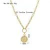 Pendant Necklaces Fashion Punk Gold Color Watch Necklace Women Vintage Carved Coin Jewelry