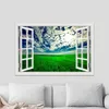 Adesivi murali One Piece Mountain Nature Immagine Prato Paesaggio Adesivo Decalcomania Murale Carta da parati 3D Finestra con vista Decorazioni in PVC