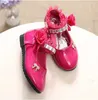 Flat shoes Children's For Girl Spring New Princess Lace Leather Fashion Cute Bow Rhinestone Wedding Shoes Student Party Dance P230314