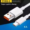 1M 66W 6a Super Dart Charger-kabels snel USB Type C Type-C laadgegevenssnoer voor mobiele telefoons Huawei Mate50 40 Pro P40