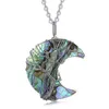 Pendentif Colliers KFT Arbre De Vie Croissant De Lune Collier Fil De Cuivre Enroulé Cristal De Guérison Naturelle Quartz Reiki Pierre Chaîne