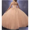 Quinceanera Dresses Sparkling Tle Ball Gown Sweetheart Neck Line Ruched Bodice With Lace And Beads Detachable Straps Girls Party Gow Dhoc2