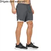 Wangcai01 Men's Shorts Summer New Fitness Men's Short Doub-Layer2 in 1ランニングエクササイズパンツインナータイトで外側のルーズフィットネスパンツ0314H23