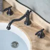 Bathroom Sink Faucets Vidric Dual Handle Basin Faucet Widespread Brass Mixer Tap Antique 3 Holes Bath Cold Water