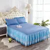 Jupe de lit Princesse Literie Solide Jupe de lit à volants Taies d'oreiller Draps de lit en dentelle Housse de matelas King Queen Full Twin Size Couvre-lit 230314