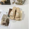 2023 New Cross Woven Roman Slippers woody Sandals Pearl Print Slide Summer Wide Flat Lady Canvas Sandals luxurys designers Slipper