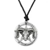 Collane con ciondolo Collana Unisex Modello di capra e pentagramma con strane rune Gioielli vichinghi Lega di zinco Fornire goccia