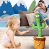 Dekorativa objekt Figurer Dancing Cactus Toy Repeat Talking USB -laddning kan sjunga rekord Dansant Kids Education Toys Birthday Present 230418