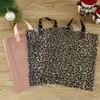 Presentförpackning rosa brun leopard plastpåse med handtag smycken bröllop godis cookie box förpackningspåsar 10st 30x38x6cm