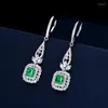 Dangle Earrings Vintage Emerald 925 Sterling Silver Party Wedding Drop For Women Bridal Promise Engagement Jewelry