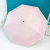Paraplyer rosa tjej hjärta paraply tri-fold tecknad kreativ regn och sol dual-syfte UV-skydd