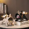 Dekorative Objekte Figuren Nordic Decor Skulptur Hund Big Mouth Französische Bulldogge Butler mit Metalltablett Tischdekoration Statue für Wohnzimmer Bulter 230314