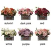 Decorative Flowers Artificial Flower Bonsai European Style Lifelike Hydrangea Rose Floral Potted Desktop Embellishment Wedding Ornament Gift