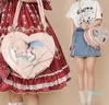 Designer-Evening Bags Lolita Heart Shape Ita Handbag And Purse Kawaii Bow Badge Pocket Women 10CM Doll Shoulder Bag For Teenager Girls Cute