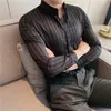 Mężczyzn Casual Shirts Męska sukienka wiosenna pionowa pasek streetwear szczupła chemise homme smoke Tuxedo 230313