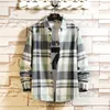 Men's Casual Shirts Brand For Spring Autumn Long Sleeves Flannel Korea Style Oversize 6XL 7XL Shirt For Men's Plaid Harajuku Clothing 230314